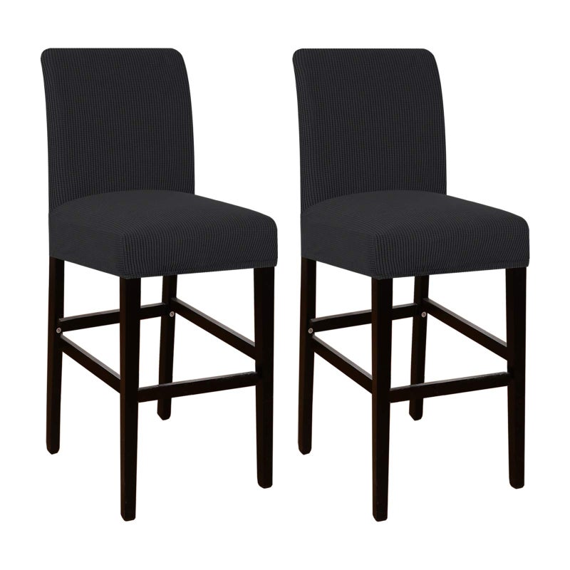 Flamingo P High Stretch Bar Stool Cover Pub Counter Chair Seat Slipcover for Dining Room Cafe Furniture Protectors Non Slip with Elastic Bottom Set of 2  Black - Image 1